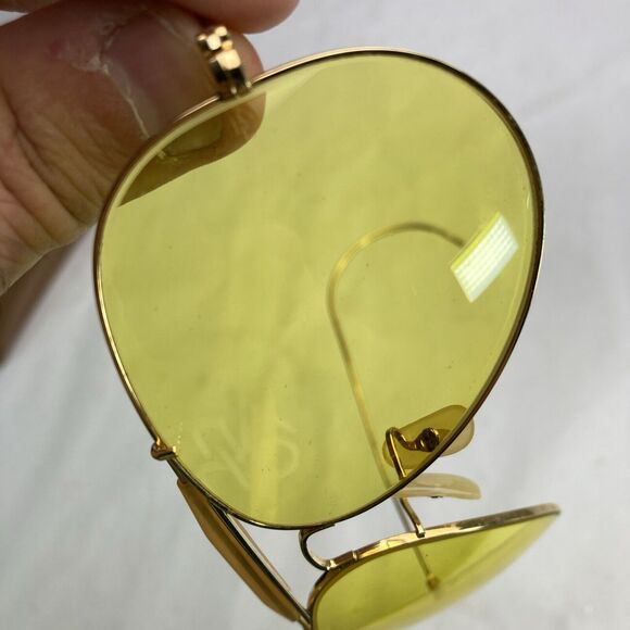 VINTAGE 60s B&L RAY BAN OUTDOORSMAN Aviator Sunglasses Yellow - Picture 8 of 14